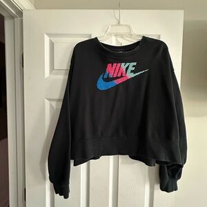 Nike Women's Black Sweatshirt with Colorful Logo